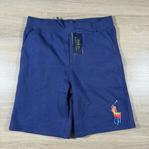 Polo Ralph Lauren Shorts Boys Large 14-16‎ Blue Big Pony Fleece Short Colorful
